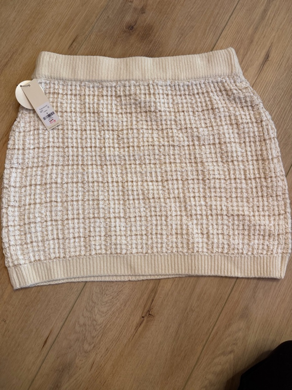 Cream Knit Mini Skirt